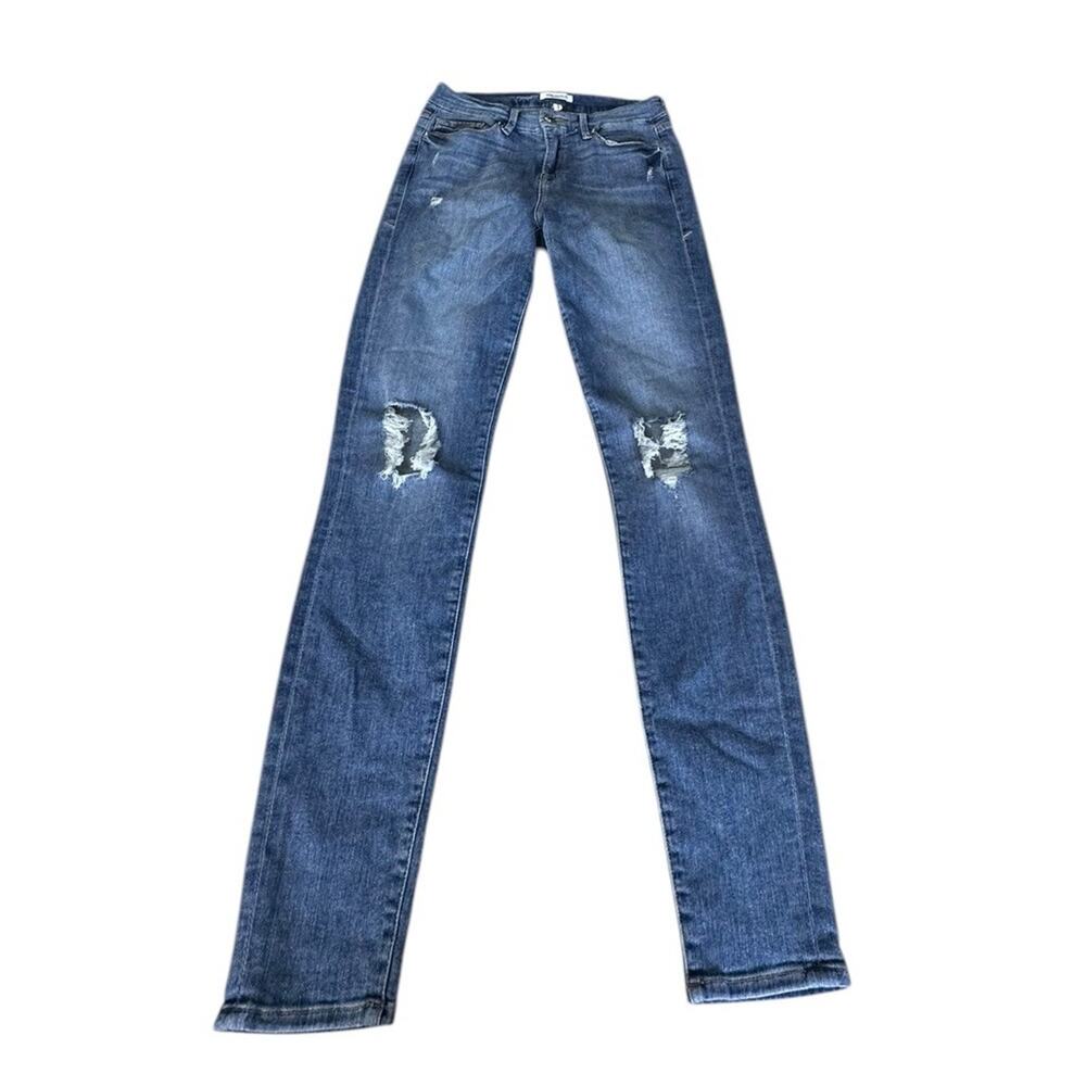 Good American Good Legs Distressed Medium Wash Skinny Jeans Stretch 2/26